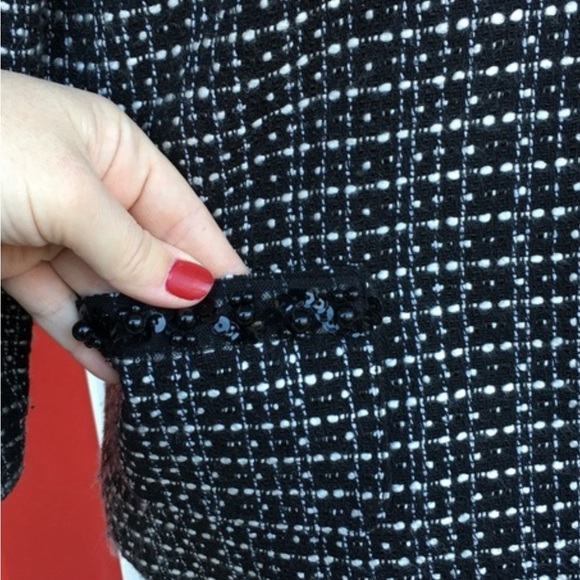 Fenn Wright Manson Women’s Black & White Tweed Blazer with Crystal Details Sz S - Picture 6 of 8